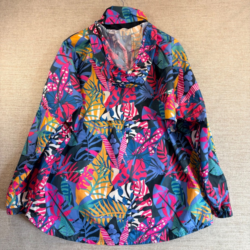 LAUREN JAMES Womens Water Resistant Hooded Anorak Jacket XXL Tropical Packable - Picture 7 of 11